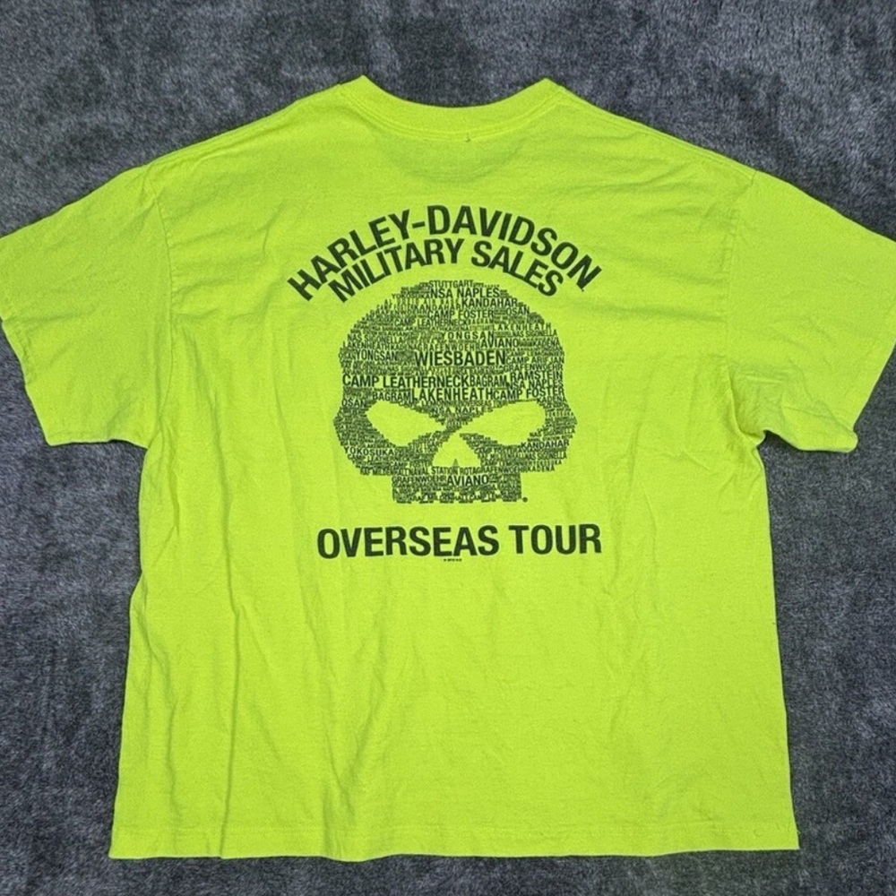 Harley Davidson Motorcycles Military Sales Overseas Tour T-Shirt Army Sz 3XlNeon